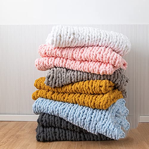 huraty Large Chenille Throw Blanket Chunky Hand Knit Bed Throw 59x79 Emerald Green Warm Blanket for Adults Kids Boho Home Decorations - Thumbnail 6
