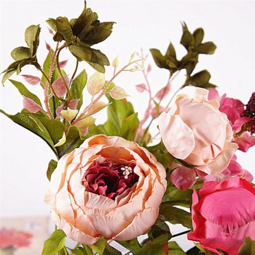 Ramo de peonías artificiales de 30 cm LVTFCO color rosa 3