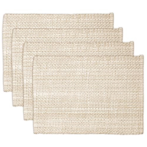 Chardin Home Cotton Placemats Set of 4, 13x19 Inch Washable Woven Fabric Table Mats, Neutral Beige Ivory Rectangular Placemats for Dining Table, Boho Farmhouse Kitchen Decor, Durable Reusable