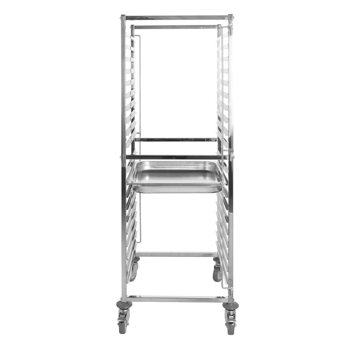 GastroHero Regalwagen ECO 20 GN 2/1 Edelstahl Transportwagen Tablettwagen 20 Etagen GN Wagen für 20x GN 2/1 oder 40x GN 1/1 Doppelschienen 4 Rollen Gastro Küchenwagen