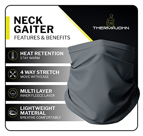 Thermajohn Fleece Neck Warmer Men Neck Gaiter Winter Scarf For Men Cold Weather (Charcoal) #TOP1