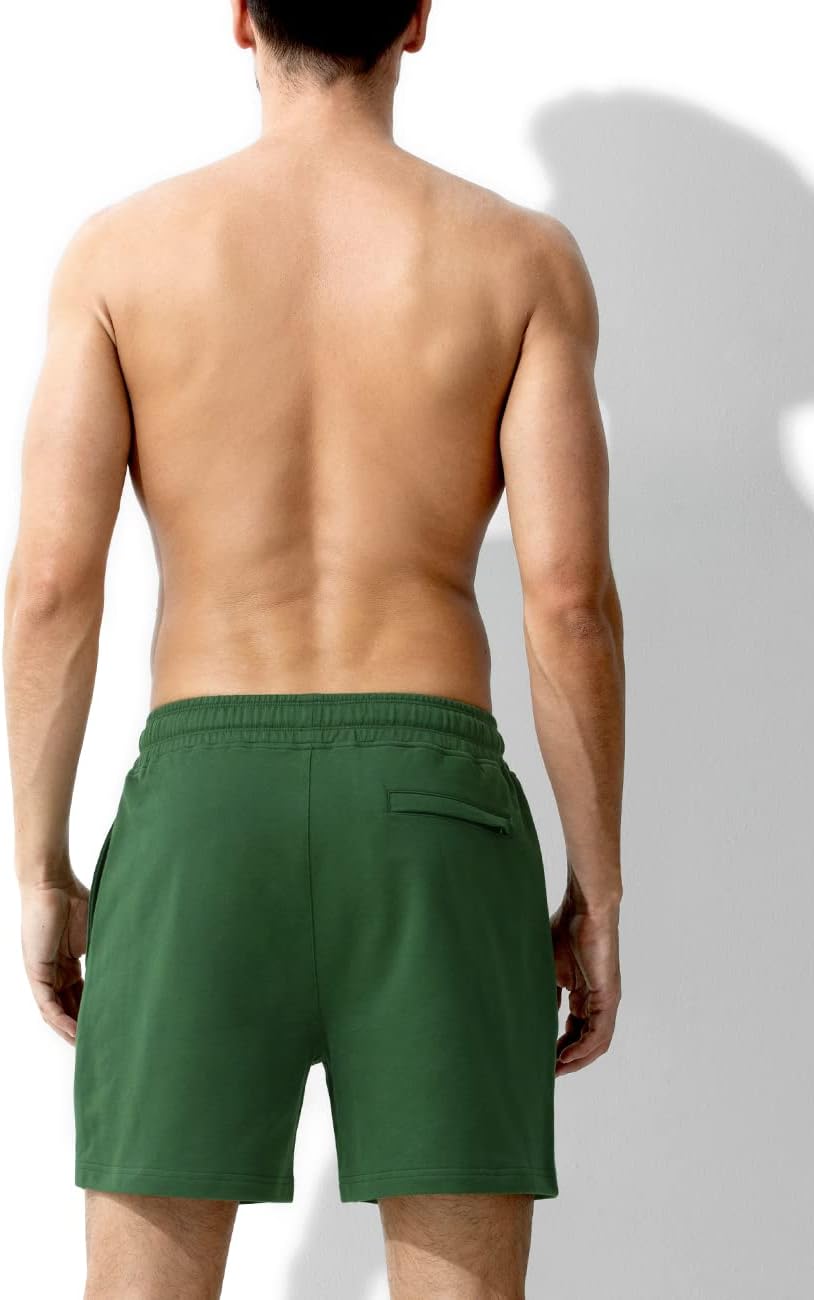 Arjen Kroos Men Sweat Cotton Shorts with Zipper Pockets 5 Inch Athletic Gym Stretch Workout Short - Image 2