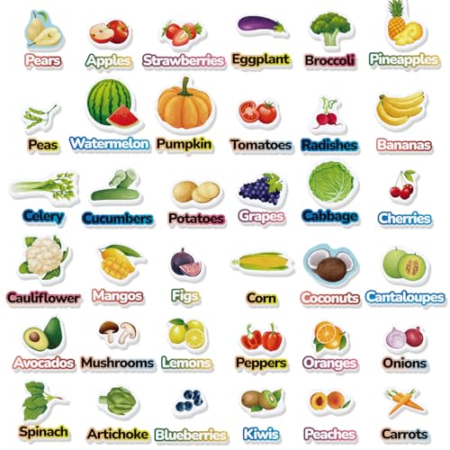 CHEFAN Fruits and Vegetables Felt Board Pieces, Precut Flannel Board Pieces, Felt Figures Sets Flannel Graph Educational Learning Toys for Kindergarten, Preschool, Toddlers - 76 Pcs