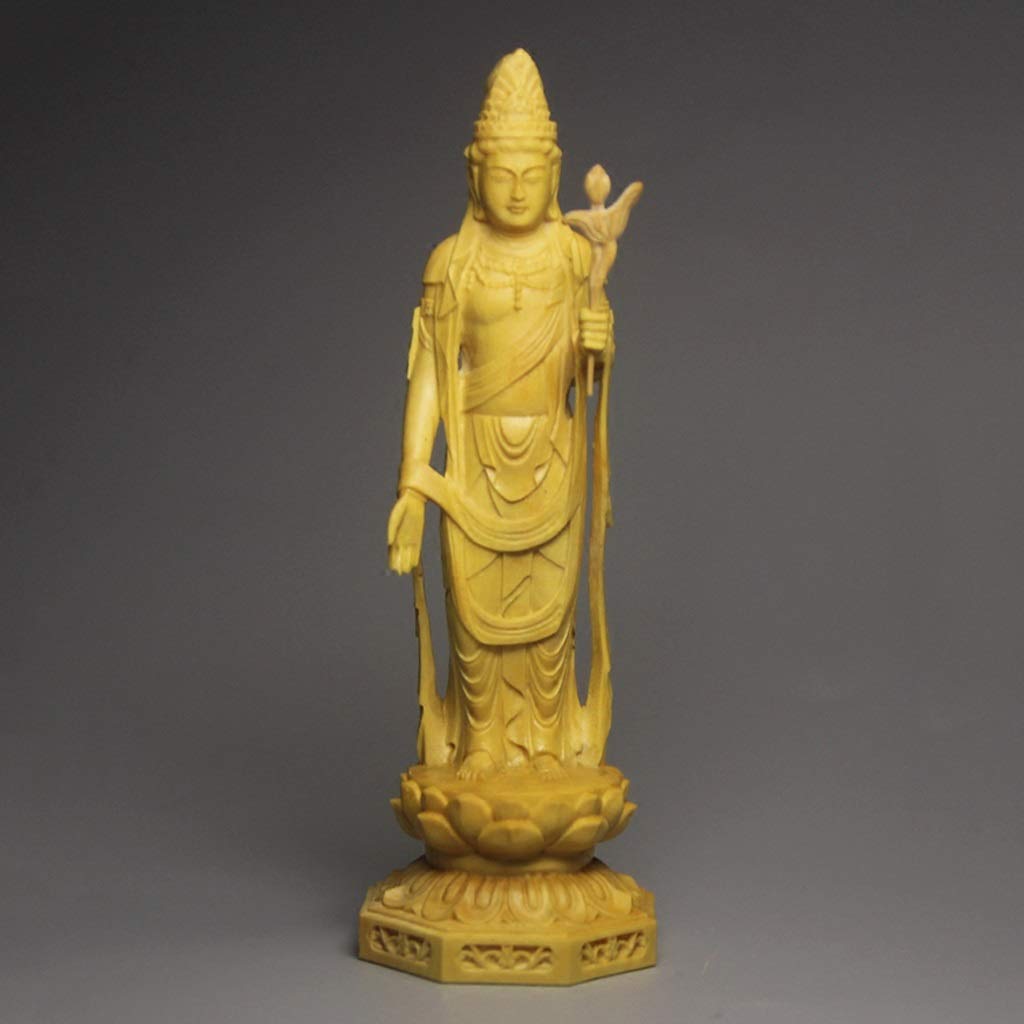 Estatuas de Buda Estatua de Buda Madera Maciza Guanyin Buda Estatua Tíbet Estatuas de Buda for la decoración del hogar Ornamentos de Escultura 3.74 Pulgadas Regalos Que te Hacen Feliz