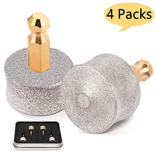 WeyTy Ersatzschleifkopf für Krallenschleifer, 4er-Pack Ersatzschleifscheibe, Haustier Nagelpflege Werkzeug- Feinschleifkopf Grobschleifkopf Kombiniert in Eisenbox, Ersatzschleifstein für Hunde Katz