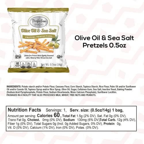 Perfection Snacks Gluten Free Pretzels (Olive Oil & Sea Salt, 25 Count / 0.5Oz) #TOP5