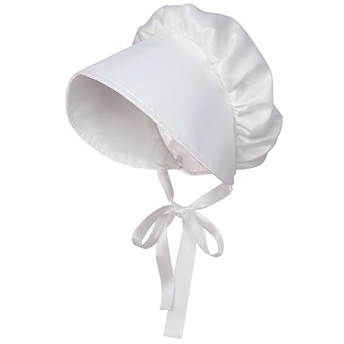 Women's Pioneer Bonnet - Colonial Peasant Amish Hat, Prairie Cap, Nightcap, Maid Cosplay Costume Accessory - Style-c
