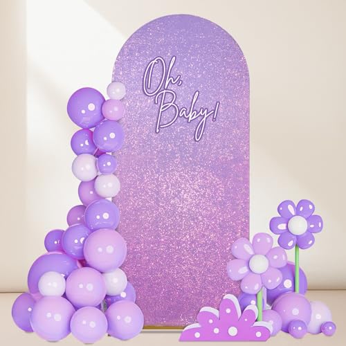 Image of Halloween Decorations Set of 2 Arch Backdrop Cover Purple Sequin Arch Cover