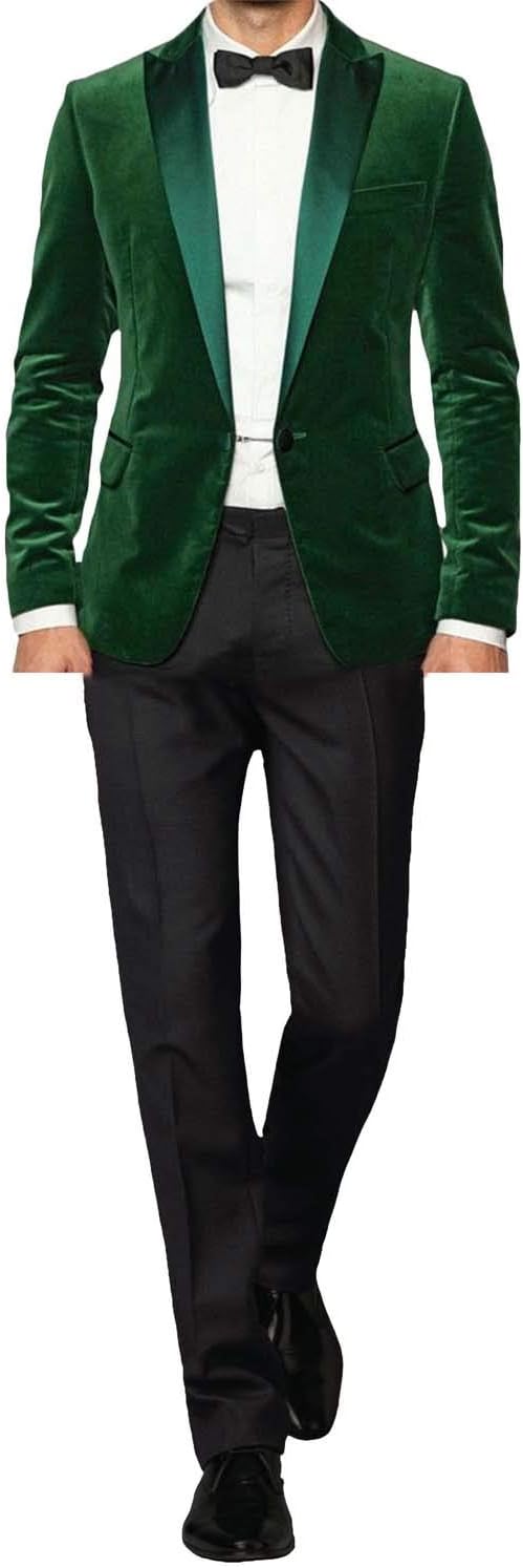 UMISS Men's 2-Piece Velvet Suit One Button Tuxedo Slim Fit Dinner Jacket & Pants