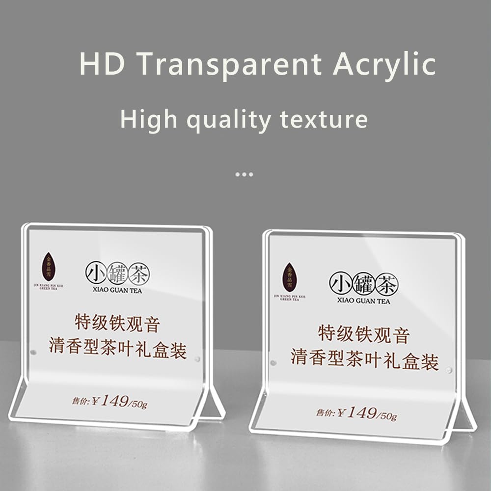 ECKEK Acrylic Label Holder Price Tag Displays Sign Holder Data Card Holder Ads Display Stand (A:100 * 100mm/3.94 * 3.94 inches) - Image 3