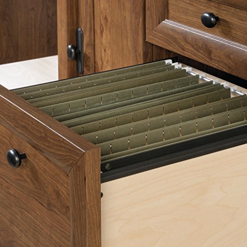 Sauder Edge Water Computer Desk With Hutch, Auburn Cherry finish