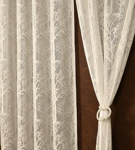 Fabrilia Semi Transparent Sheer Net Long Door/Window Curtains 9 Feet Long Set of 2 | Long Door Curtains for Living Room | Cream Fabrilia Semi Transparent Sheer Net Long Door/Window Curtains 9 Feet Long Set of 2 | Long Door Curtains for Living Room | Cream