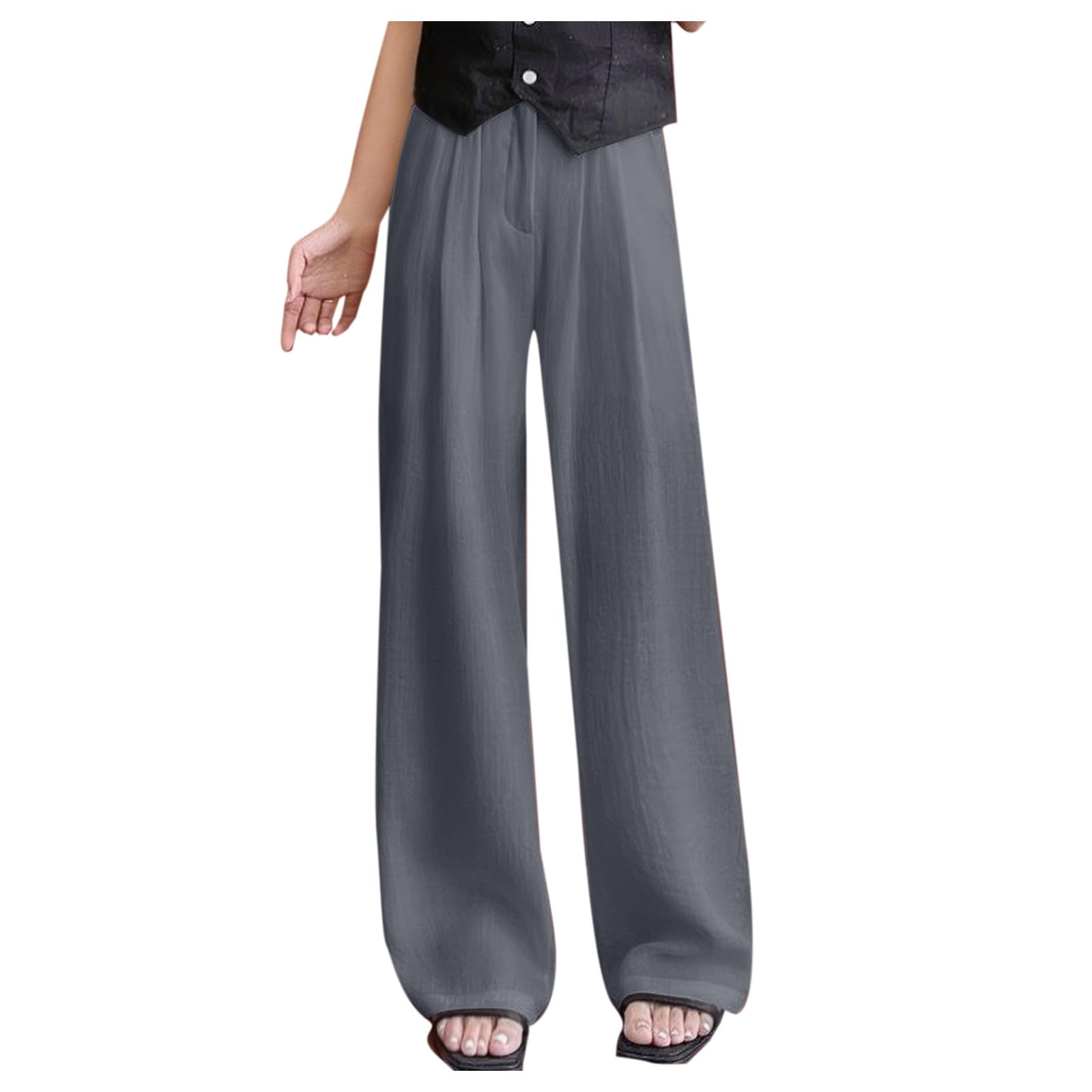 Flowy Palazzo Pants for Women High Waisted Wide Leg Solid Color Beach Vacation Trousers Fall Fashion Casual Pant