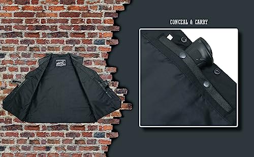 ELM3920 Men's Black Leather Pre-Patched Bikers Vest w/ 6 Pockets - 23 Patches and Side Laces4