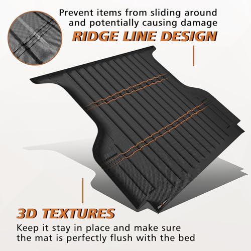 Image of TripleAliners Truck Mat Compatible with 2019-2023 Ford Ranger 5FT Accessories, Truck Bed Mat Heavy Duty Custom Fit All Weather Protection TPE Pickup Liner