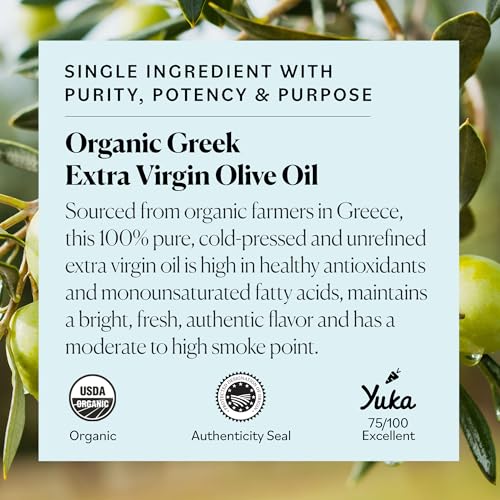 Sky Organics - Organic Extra Virgin Olive Oil, 16.9 fl oz - Cold Pressed & Unfiltered - Bright, Fresh, Authentic Flavor - Sourced from Farmers in Greece - 100% Pure - Kosher - Natural, Vegan, & Soy Free with ebook