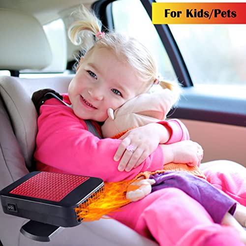 Portable Car Heater,360 °Rotatable 12V 200W Car Heater Defroster 2 in 1 Heating & Cooling Fan Windshield Demisting Defroster Plug into Cigarette Lighter(Red)