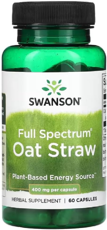 Swanson – Full Spectrum Oat Straw | Herbal Support for Energy and Vitality | 400mg Capsules – 60 Count