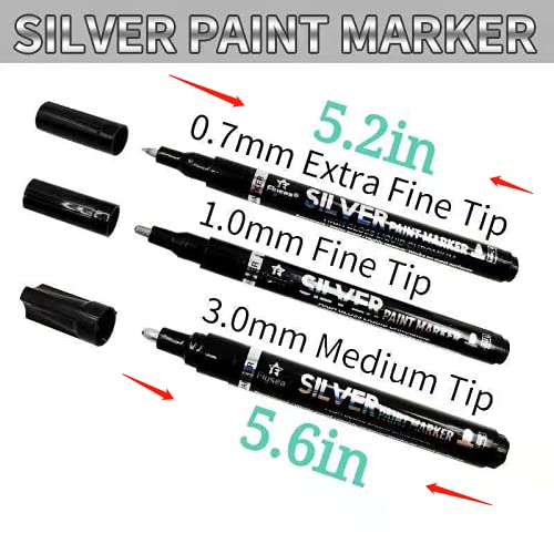 3Pcs Silver Mirror Marker, Silver Art Liquid Mirror Chrome Marker, Liquid Mirror Chrome Markerfor On Any Surface, Metal, Glass, Wood, Stone, Plastic, Paper, Etc . #TOP5
