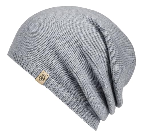 Beanie chapeau d'hiver femme tricoté bonnet chaud couleur gris argenté taille unique