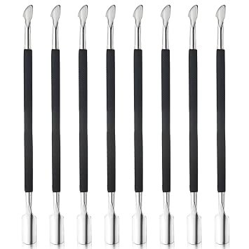 8 Pieces Nail Cuticle Pusher Stainless Steel Nail Polish Cuticle Remover Double Ended Manicure Nail Pedicure Tool Metal Cuticle Peeler Scraper for Fingernails and Toenails Black