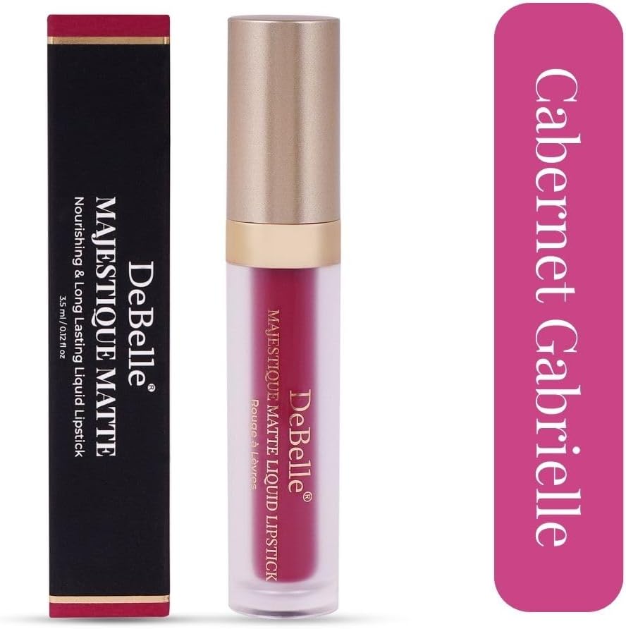 DeBelle Non-Drying Matte Liquid Lipstick with Hyaluronic Acid — Cabernet Gabrielle (Fuschia Pink) | 7 Hrs Stay | Velvet Matte Finish | 3.5ml