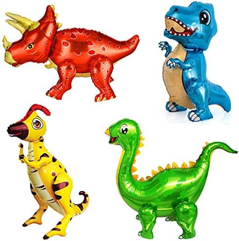 Erweicet 4Pack Giant Self Standing Dinosaur Foil Balloons for Dinosaur Birthday Party Supplies Decorations