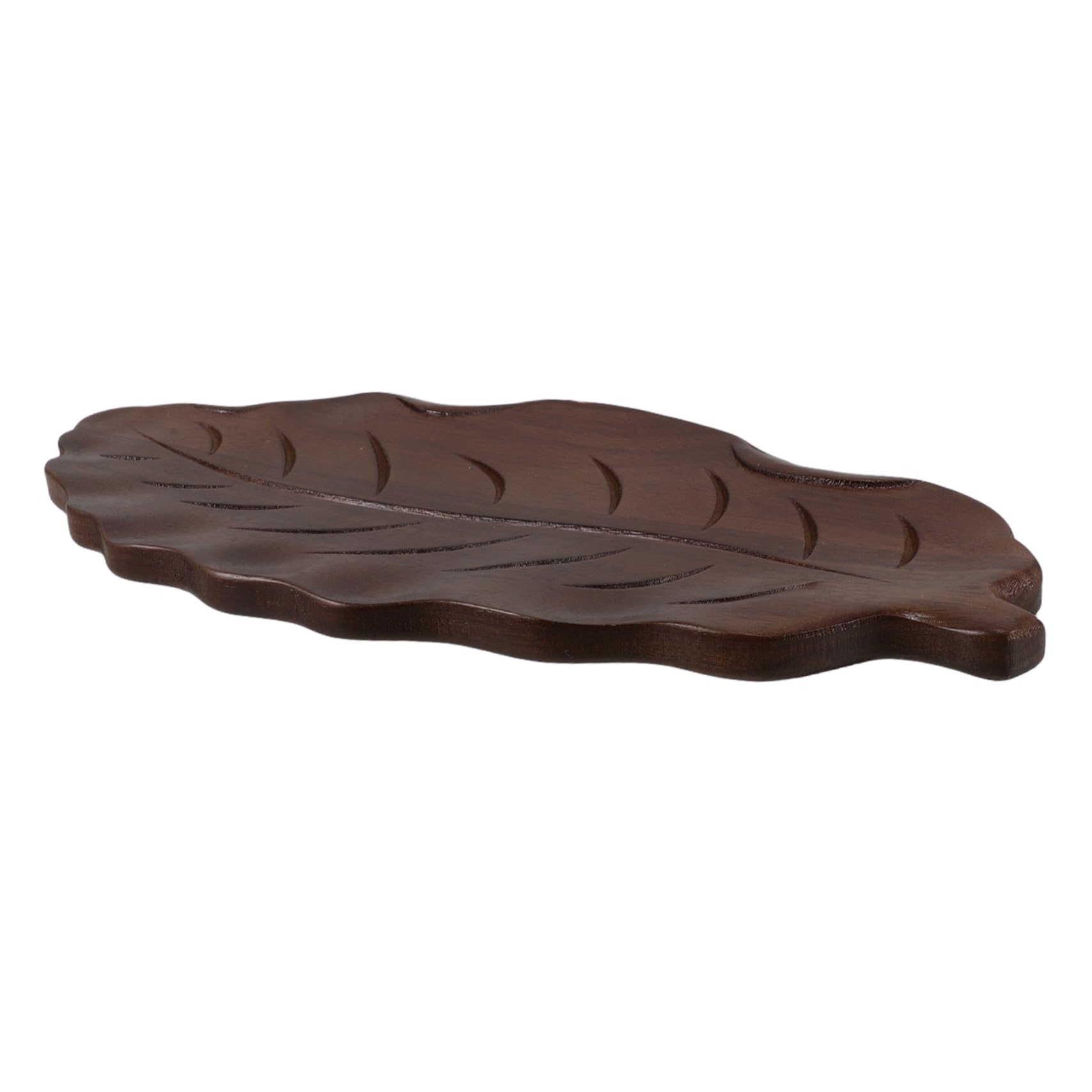 Plateau en forme de feuille en bois naturel pour dessert et clés ABOOFAN
