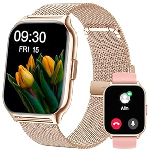 Popglory Smart Watch for Women Men, 2.01″ Smartwatch Make/Answer Call, Fitness Watch Blood Pressure, Heart Rate, 100+ Sports Fitness Activity Tracker Step Counter for Android iOS