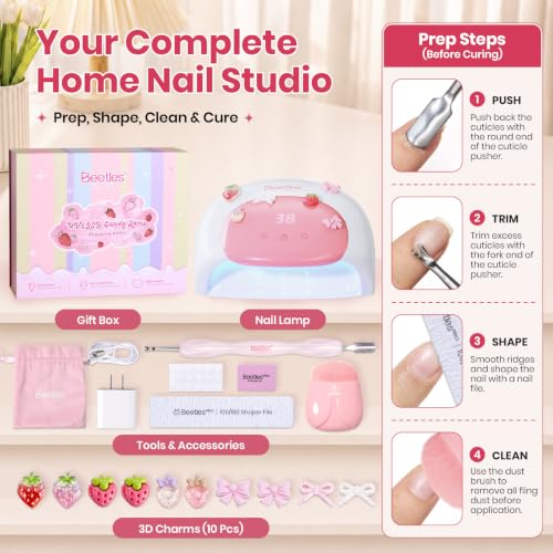 Image of Beetles UV Nail Lamp, Digital Display 3 Timer Gel Nail Light, Candy White
