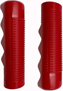 Finger Groove Nub Non-Slip Classic Ribbed Grips for 1" Handle Bar, Red - 1 Pair