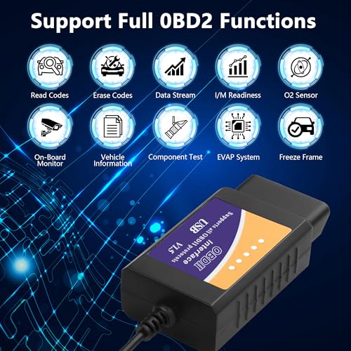 CERRXIAN ELM327 OBD2 USB Adapter