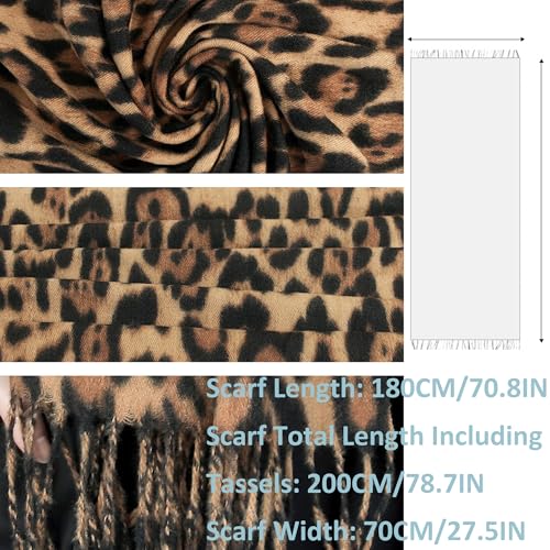 UTOWO Womens Leopard Print Shawl Scarf Fall-Winter Soft Warm Leopard Print Scarf Cashmere Feel Thick Warm Scarves4