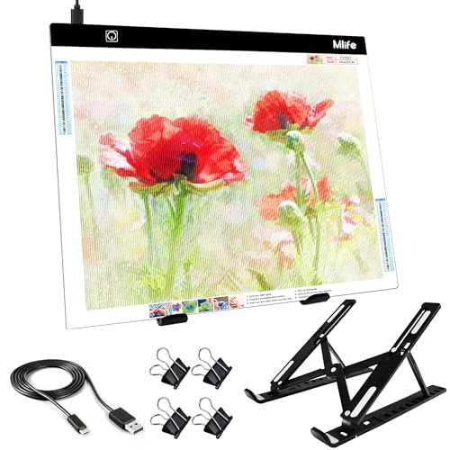 Pad de suivi lumineux A3 Mlife grand format avec support et 4 pinces de fixe