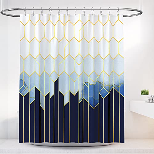 BTTN Blau-weißer Marmor-Duschvorhang, Duschvorhang, strapazierfähiger Stoff, modern, 183 cm, Duschvorhänge für Badezimmer, wasserdicht Cover