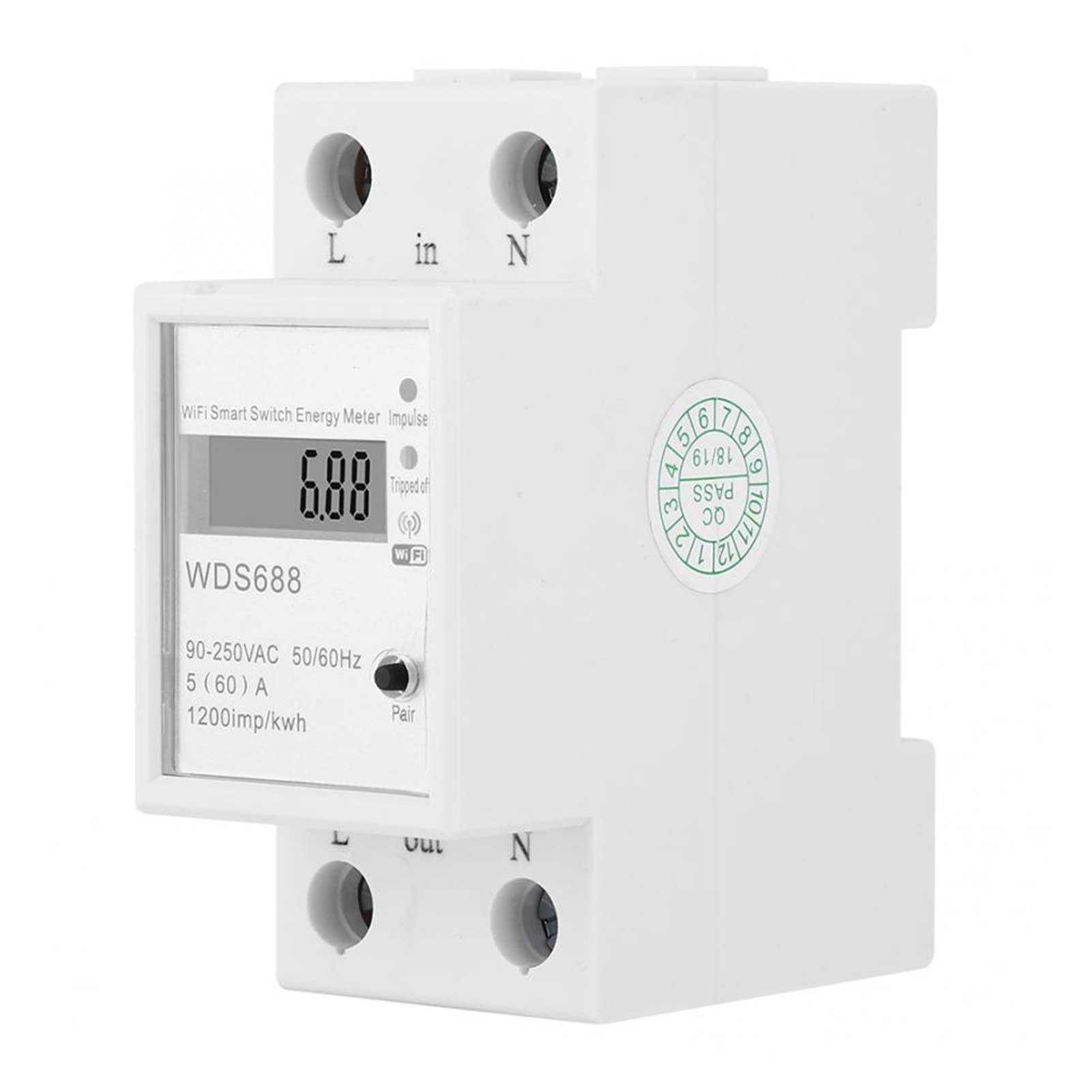 Monitores de energía Wds688 Medidor de energía inteligente Medidor múltiple múltiple Control remoto Meter Watt 5 ~ 6 0A LCD Metro de vatios Monitor de uso de electricidad Analizador de consumo Vol