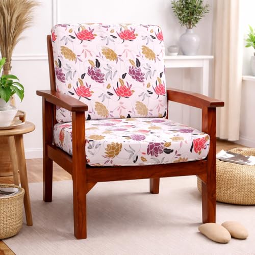 Image of STITCHNEST 'Contour Fit Series' Stretchable Printed Wooden Sofa Cover (Pack of 6) - Elastic Wooden Chair Cover | Wooden Sofa Seat Cover | Size - 20-21 x 20-21 x 3-5 in
