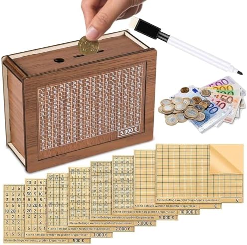 Selizo Tirelire En Bois Avec Chiffres à Cocher Avec Objectif, Réutilisable, Pas De Montage