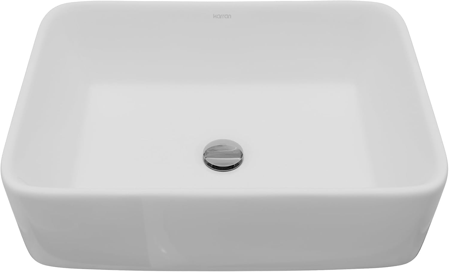 Karran Valera 19" White Rectangular Vessel Sink – Above Counter Vitreous China Ceramic Bathroom Vanity Basin, Modern Square Sink VC-501-WH