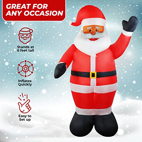 6 Foot Long Christmas Inflatable Santa Claus - Black Santa Inflatable Yard Decoration Christmas Inflatables #TOP1