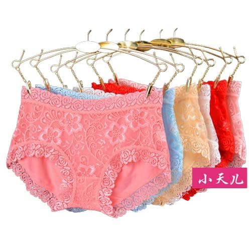 Fashion Nature™ Womens Cotton Lace Net Material Low Rise Floral Design Panty with Lace Trim 4pcs (Multicolor)-image-15