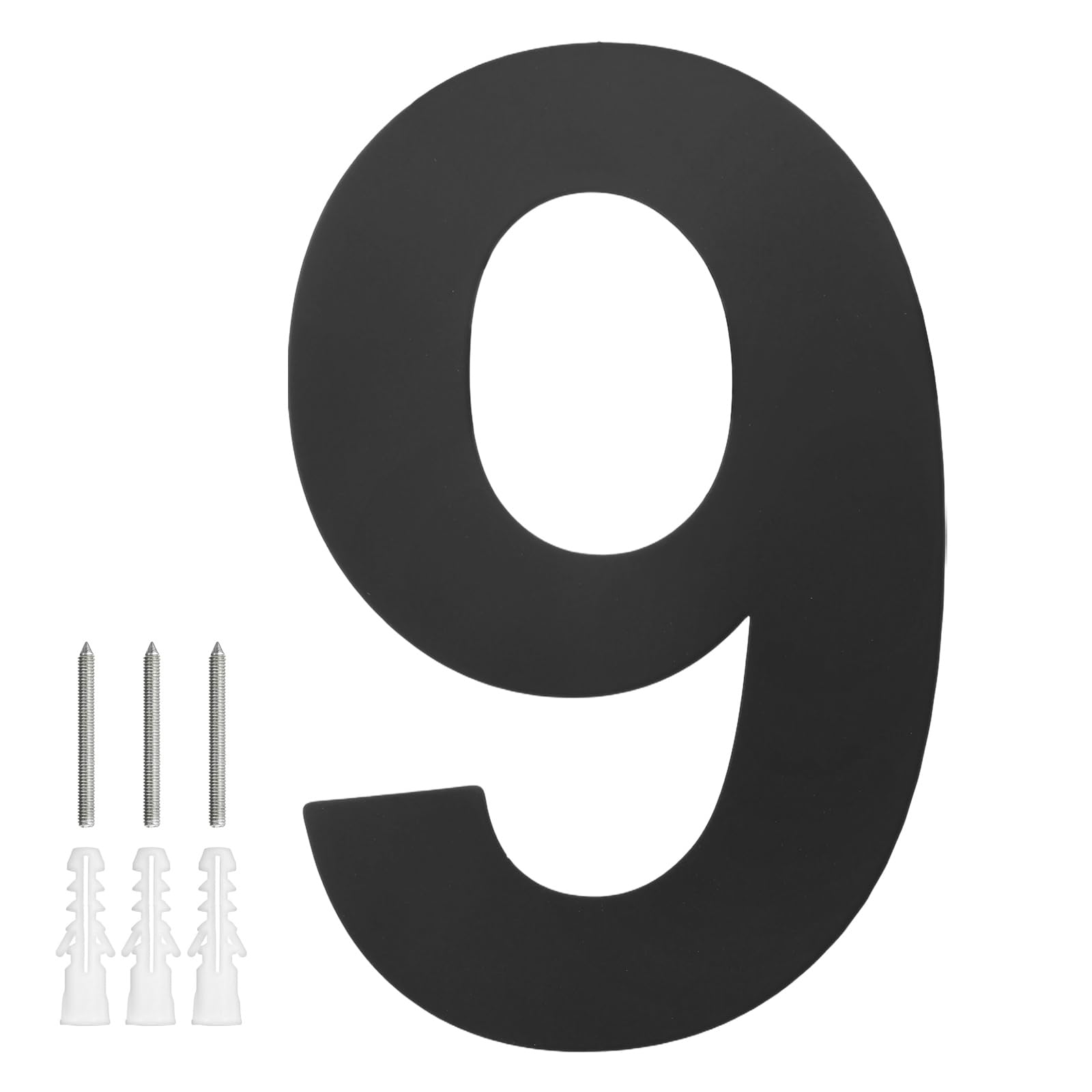 M METERXITY 1-Pack Modern Floating House Numbers for Outside, 6 Inch Stainless Steel Matte Black Large Address Numbers Floating Mount with Nail Kits for Door/Street/Outdoor [Digit 9]