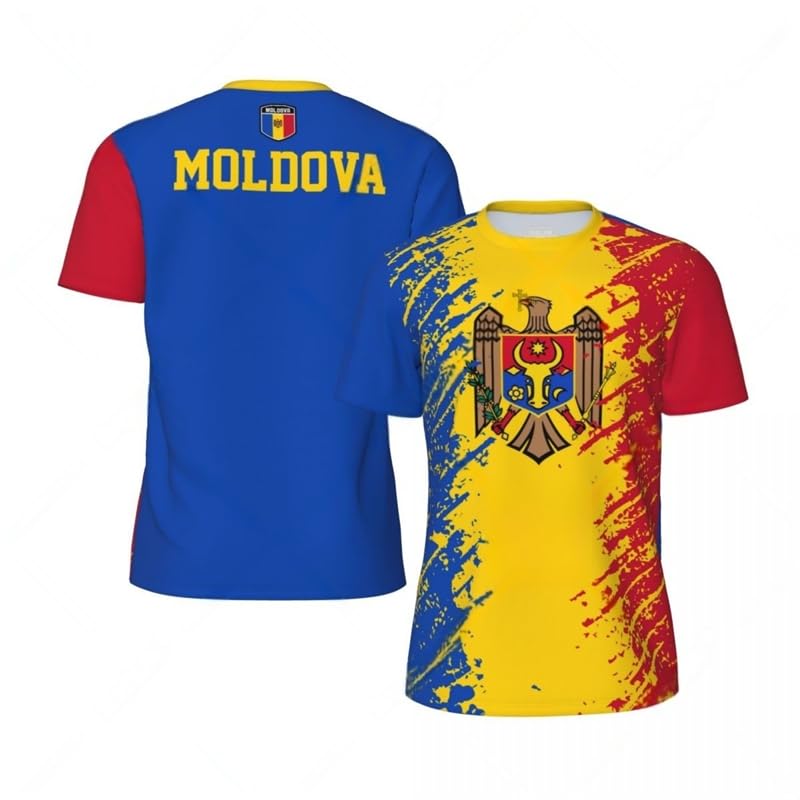 Tee shirt homme manches courtes maillot de foot Moldavie col rond