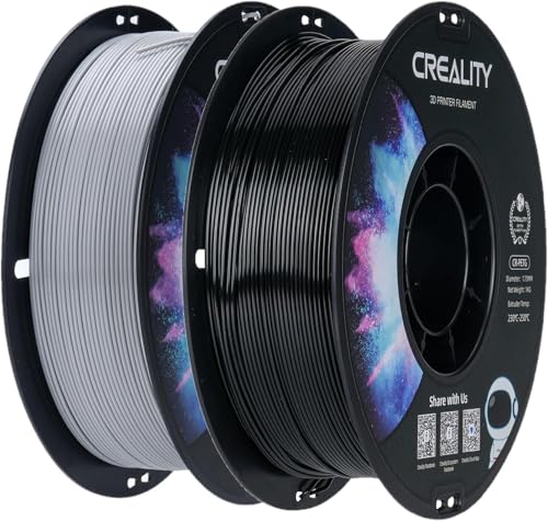 Creality CR-PETG Filament 1.75mm 2kg, 3D Drucker Filament PETG Schwarz Grau, Maßgenauigkeit +/-0,02mm Vakuumverpackung Ordentliche Spule (2 x 1kg Spule, Schwarz+Grau)
