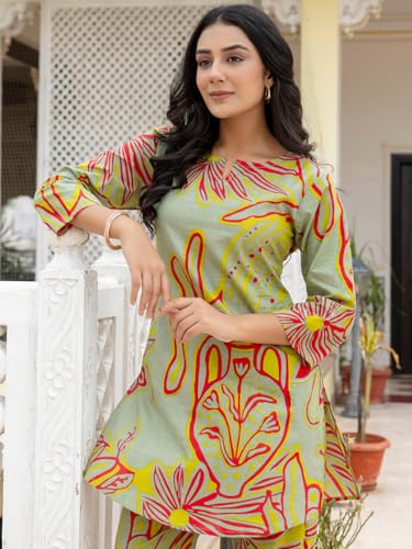 Image of feranoid Elegant V-Neck 3 /4 Sleeve Kurta & Pant Co-ord Set (S-XXL)