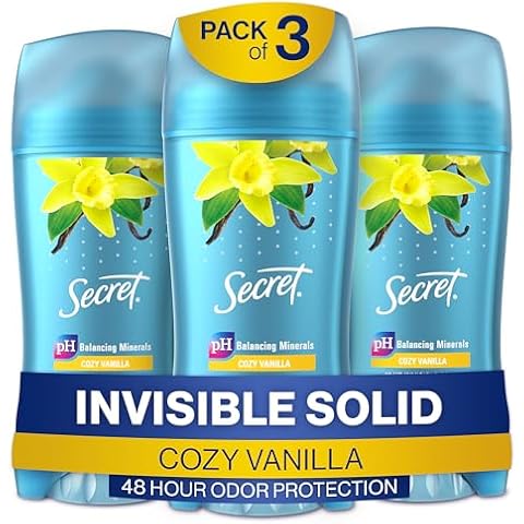 Secret Antiperspirant and Deodorant for Women, 48 Hr Invisible Solid Vanilla Scent 2.6 oz (Pack of 3) Cover