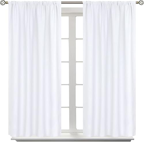 Miniatura 1 de BGment Cortinas blancas de 54 pulgadas de largo para ventana corta, bolsillo para barra, cortinas de tratamiento de ventana con aislamiento térmico