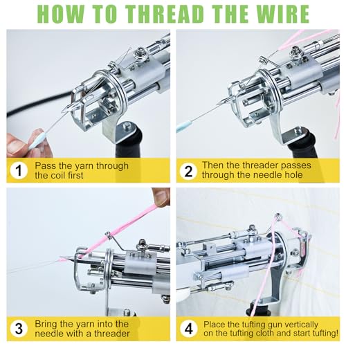 Image of Tufting Gun Kit 2 in 1 Non-Slip Grip Carpet Trimmer kit Digital Screen Controls Speed Rug Gun Kit Cut Pile /Loop Pile Rug Tufting Kit