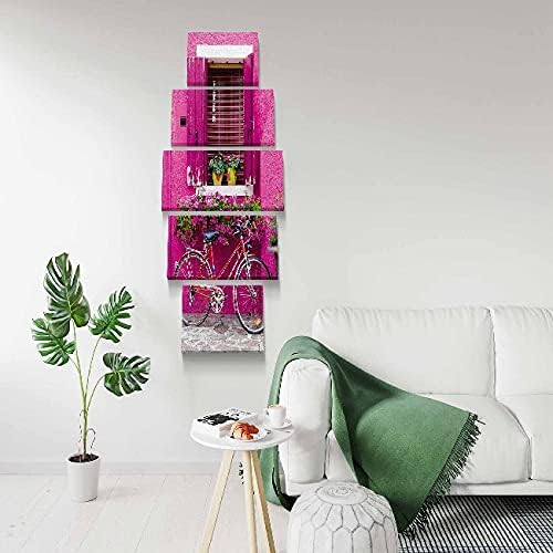 Homemania HM205PKNV-43 Set of 5 Window Stickers City and Landscape Design Polyester Wood Multi-Coloured 100 x 3 x 60 cm, Multicoloured