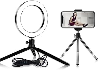 FETION LED Ring Light Kit with Stand and Phone Holders, Selfie Ring Light with Desktop Tripod, TikTok Ring Light for YouTube, Video, Vlog, Stream Makeup/7732 (Size : 16cm/6.3in)